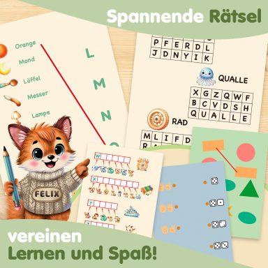 Spaßige Rätsel und Spiele für Kinder mit einem freundlichen Tiercharakter.